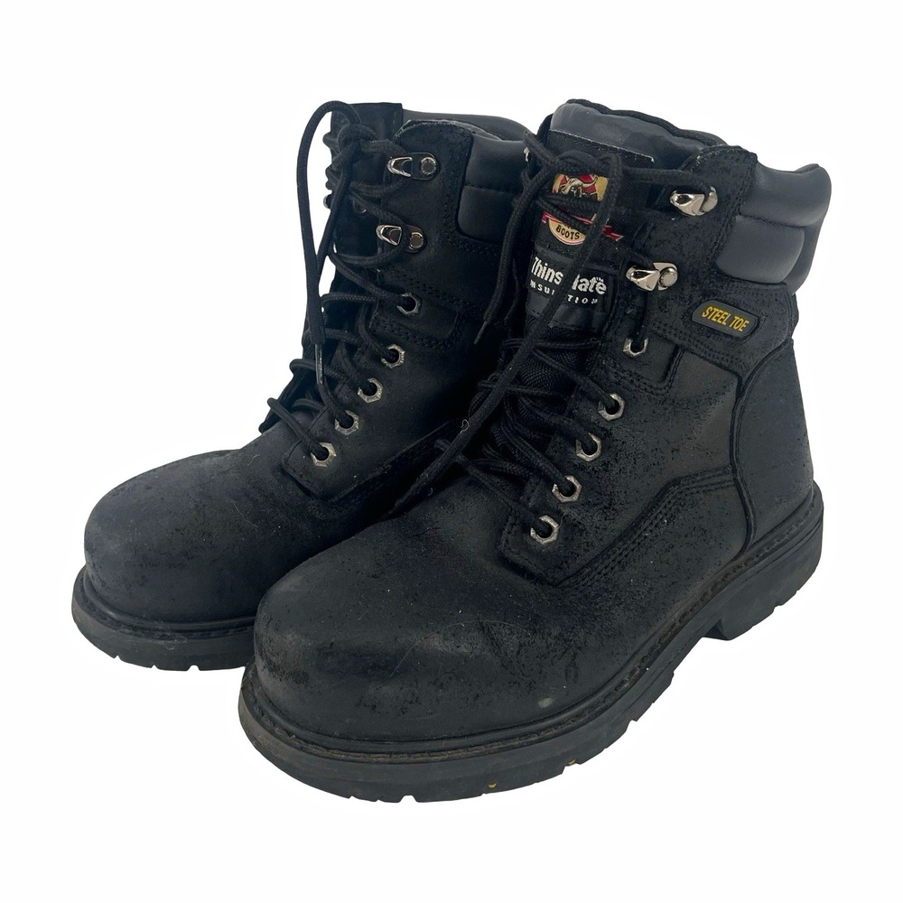 Brahma Nemesis Men's 8W Black Leather Steel Toe Work Boots Thinsulate ASTM